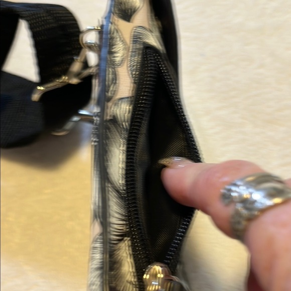 Artistic Black and Pink Crossbody Bag with Butterfly Design - Picture 3 of 9